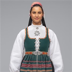 Bilde av Vestfold Husflidslags kvinnebunad - 1956-modell grønn/sort